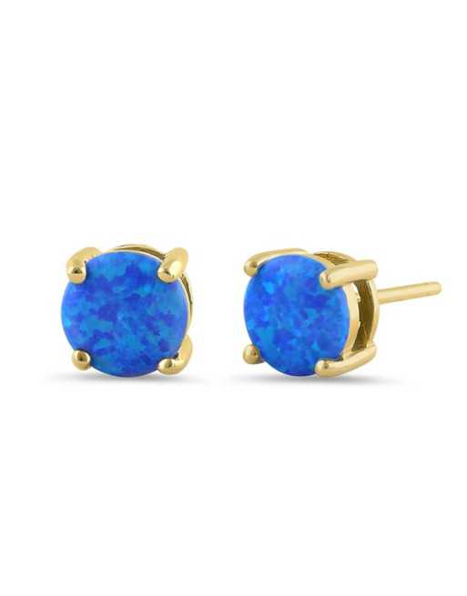 Se Oval - opal øreringe med 925 Sterling sølv, blå opal sten & guldbelægning hos OpalSmykker.dk