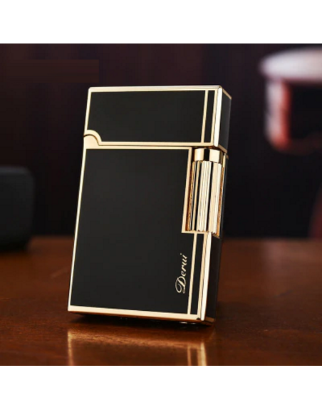 Pakketilbud med Luigi Ricci Flint lighter af Derui Sort/Guld + Vom Hofe cigaretetui i sort/guld og ægte læder