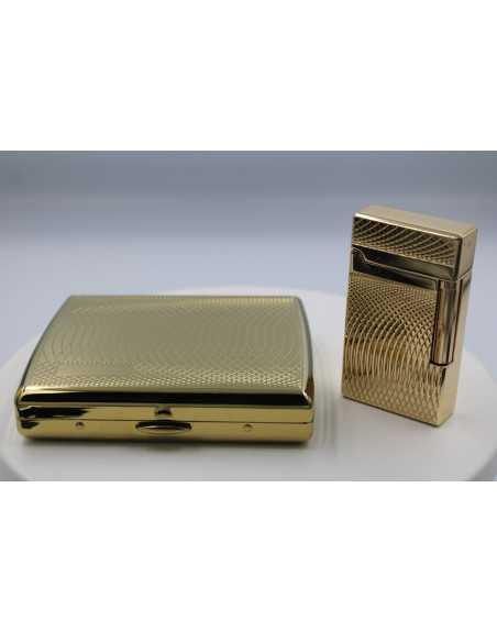 Pakketilbud med Luigi Ricci jet lighter af Derui Guld + Jean Claude cigaretetui guld