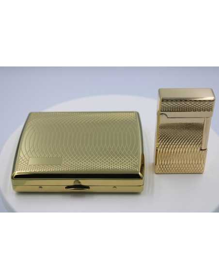 Pakketilbud med Luigi Ricci jet lighter af Derui Guld + Jean Claude cigaretetui guld