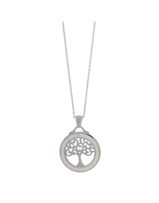 Livets Træ - Opal halskæde smykke med sne...