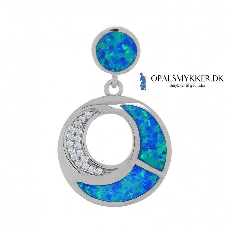 Santorini - Slv smykke halskde vedhng med bl opal sten, 925 Sterling slv & rhodium belgning