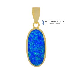 Rhodos - Opal smykke vedhæng med blå opal sten, 925 Sterling sølv & guld belægning