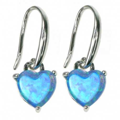 Himlens Hjerte - Opal smykke vedhæng med blå opal sten, 925 Sterling sølv & rhodium belægning