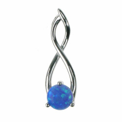 Twister - Opal smykke vedhæng med blå opal sten, 925 Sterling sølv & rhodium belægning