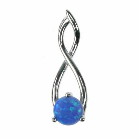 Se Twister - Opal smykke vedhæng med blå opal sten, 925 Sterling sølv & rhodium belægning hos OpalSmykker.dk