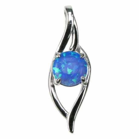 Blå Bølger - Opal smykke vedhæng med blå opal sten, 925 Sterling sølv & rhodium belægning Blå Bølger - Opal smykke vedhæng med blå opal sten, 925 Sterling sølv & rhodium belægning