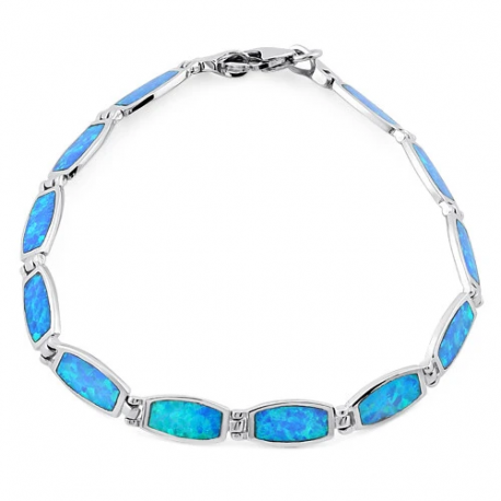Opal armbånd med 925 Sterling sølv, blå opal sten og rhodium belægning Opal armbånd med 925 Sterling sølv, blå opal sten og rhodium belægning