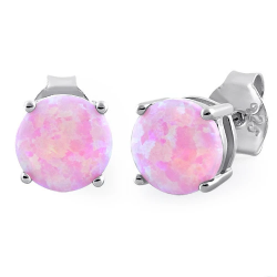 Pink opal øreringe / ørestikker med 925 Sterling sølv & rhodium belægning