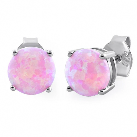 Billede af Pink opal øreringe / ørestikker med 925 Sterling sølv & rhodium belægning