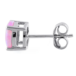 Pink opal øreringe / ørestikker med 925 Sterling sølv & rhodium belægning