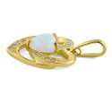 Hjerte - Solid 14K guldsmykke vedhæng med hvid opal sten og zirkonia Hjerte - Solid 14K guldsmykke vedhæng med hvid opal sten og zirkonia