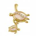 Skildpadde mor og barn - Solid 14K guldsmykke vedhæng med hvid opal sten og zirkonia Skildpadde mor og barn - Solid 14K guldsmykke vedhæng med hvid opal sten og zirkonia