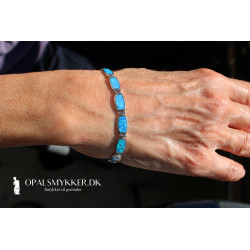 Opal armbånd med 925 Sterling sølv, blå opal sten og rhodium belægning 2