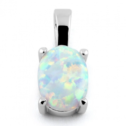Naxos - Opal smykke vedhæng med hvid sne opal sten, 925 Sterling sølv & rhodium belægning 2