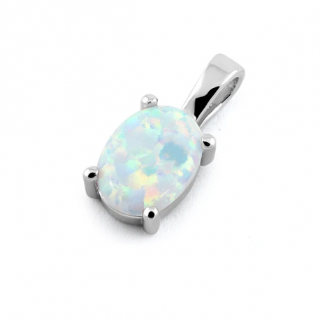 Naxos - Opal smykke vedhæng med hvid sne opal sten, 925 Sterling sølv & rhodium belægning Naxos - Opal smykke vedhæng med hvid sne opal sten, 925 Sterling sølv & rhodium belægning