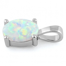 Naxos - Opal smykke vedhæng med hvid sne opal sten, 925 Sterling sølv & rhodium belægning