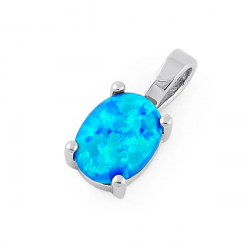 Ikaria - Opal smykke vedhæng med blå opal sten, 925 Sterling sølv & rhodium belægning