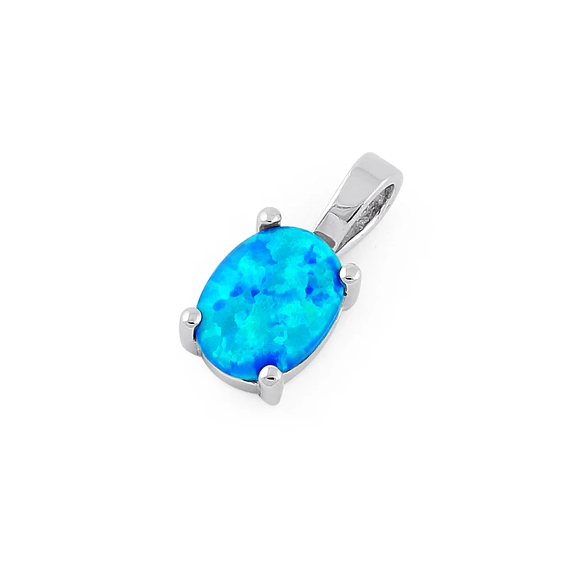 Ikaria - Opal smykke vedhng med bl opal sten, 925 Sterling slv & rhodium belgning