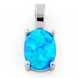 Ikaria - Opal smykke vedhæng med blå opal sten, 925 Sterling sølv & rhodium belægning 2