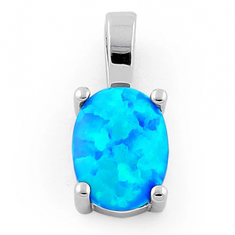 Ikaria - Opal smykke vedhæng med blå opal sten, 925 Sterling sølv & rhodium belægning
