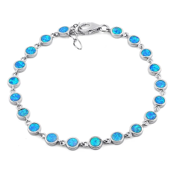 Kefalonia - Opal armbånd med 925 Sterling sølv, blå opal sten og rhodium belægning