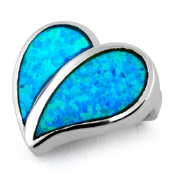 Lesbos - Opal smykke vedhæng med blå opal sten, 925 Sterling sølv & rhodium belægning