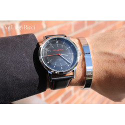 Luigi Ricci Pro Racer GT - Sort / rødt sports ur med rosa guld og læder rem 2