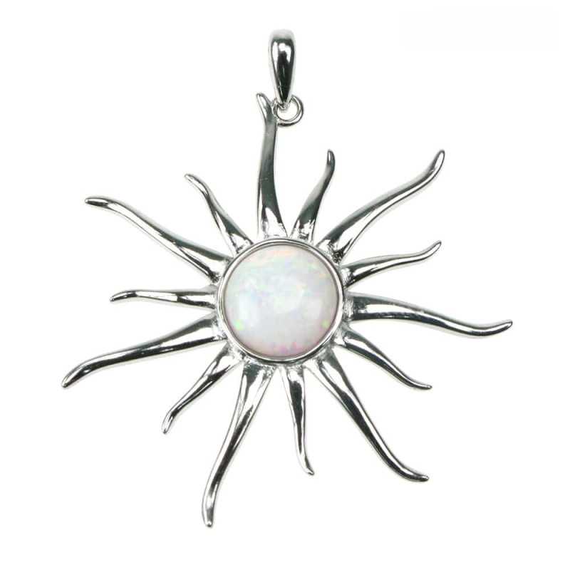 Opal Sol Sølv Smykke Halskæde Vedhæng Med Hvid Sne Opal Sten 925 Sterling Sølv & Rhodium Belægning