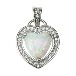 Fri Form - Opal smykke vedhæng med hvid sne opal sten, 925 Sterling sølv & rhodium belægning