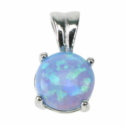 Hjerte - Opal smykke vedhæng med blå opal sten, 925 Sterling sølv, zirkonia & rhodium belægning