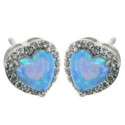 Kreta - Opal øreringe med blå opal sten, 925 Sterling sølv & rhodium belægning