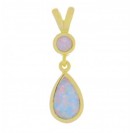 Hydra - Opal smykke vedhæng med hvid sne opal sten, 925 Sterling sølv & guld belægning Hydra - Opal smykke vedhæng med hvid sne opal sten, 925 Sterling sølv & guld belægning