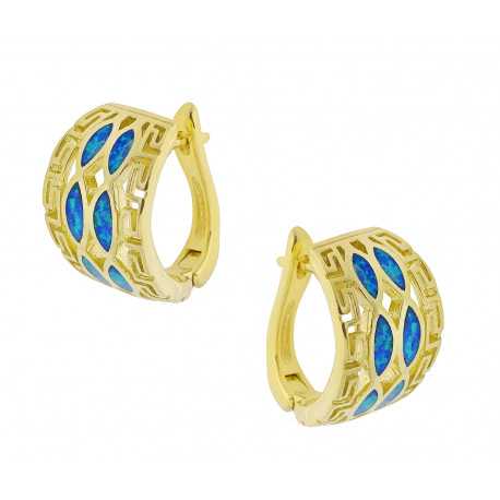Dråbe - Opal øreringe med blå opal sten, 925 Sterling sølv & rhodium belægning