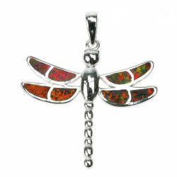Krabbe - Opal smykke vedhæng med orange ild opal sten, 925 Sterling sølv & rhodium belægning