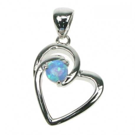Himmelblå Opal Hjerte smykke vedhæng med opal sten og 925 Sterling sølv