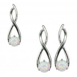 Twister - Livets Træ - Opal smykkesæt i sne opal (vedhæng + øreringe)