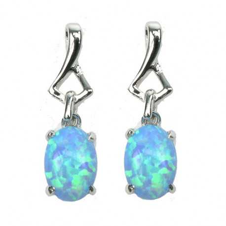 Oval - Blå opal (øreringe)