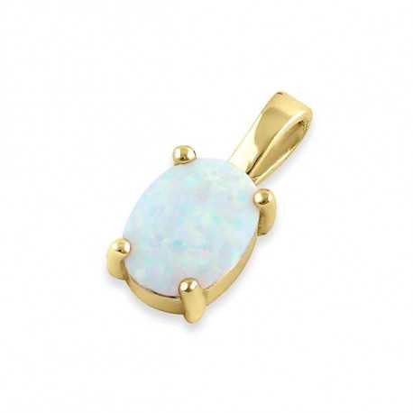 Havblå Oval - opal øreringe med 925 Sterling sølv & rhodium belægning