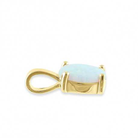Havblå Oval - opal øreringe med 925 Sterling sølv & rhodium belægning