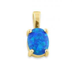 Havblå Oval - Opal Smykkesæt med øreringe og vedhæng med blå opal sten, 925 Sterling sølv & rhodium belægning