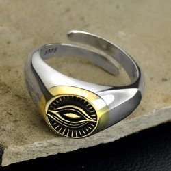 Herrering med 925 Sterling Sølv Eye of Providence ring/Alt-Seende Øje/Frimurer ring one-size