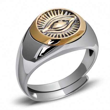 Herrering med 925 Sterling Sølv Eye of Providence ring/Alt-Seende Øje/Frimurer ring one-size