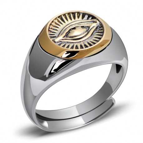 Se Herrering med 925 Sterling Sølv Eye of Providence ring/Alt-Seende Øje/Frimurer ring one-size hos OpalSmykker.dk