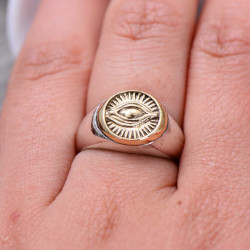 Herrering med 925 Sterling Sølv Eye of Providence ring/Alt-Seende Øje/Frimurer ring one-size 2