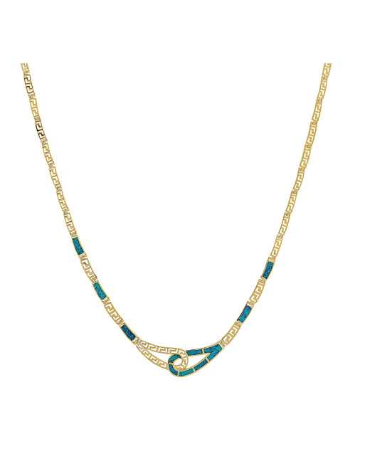 Artemis - Opal halskæde med blå opal sten, 925 Sterling sølv & guldbelægning