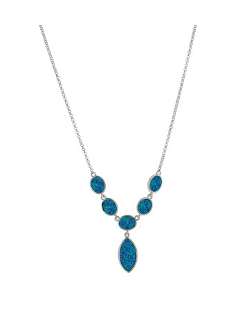 Athena - Opal halskæde med blå opal sten, 925 Sterling...