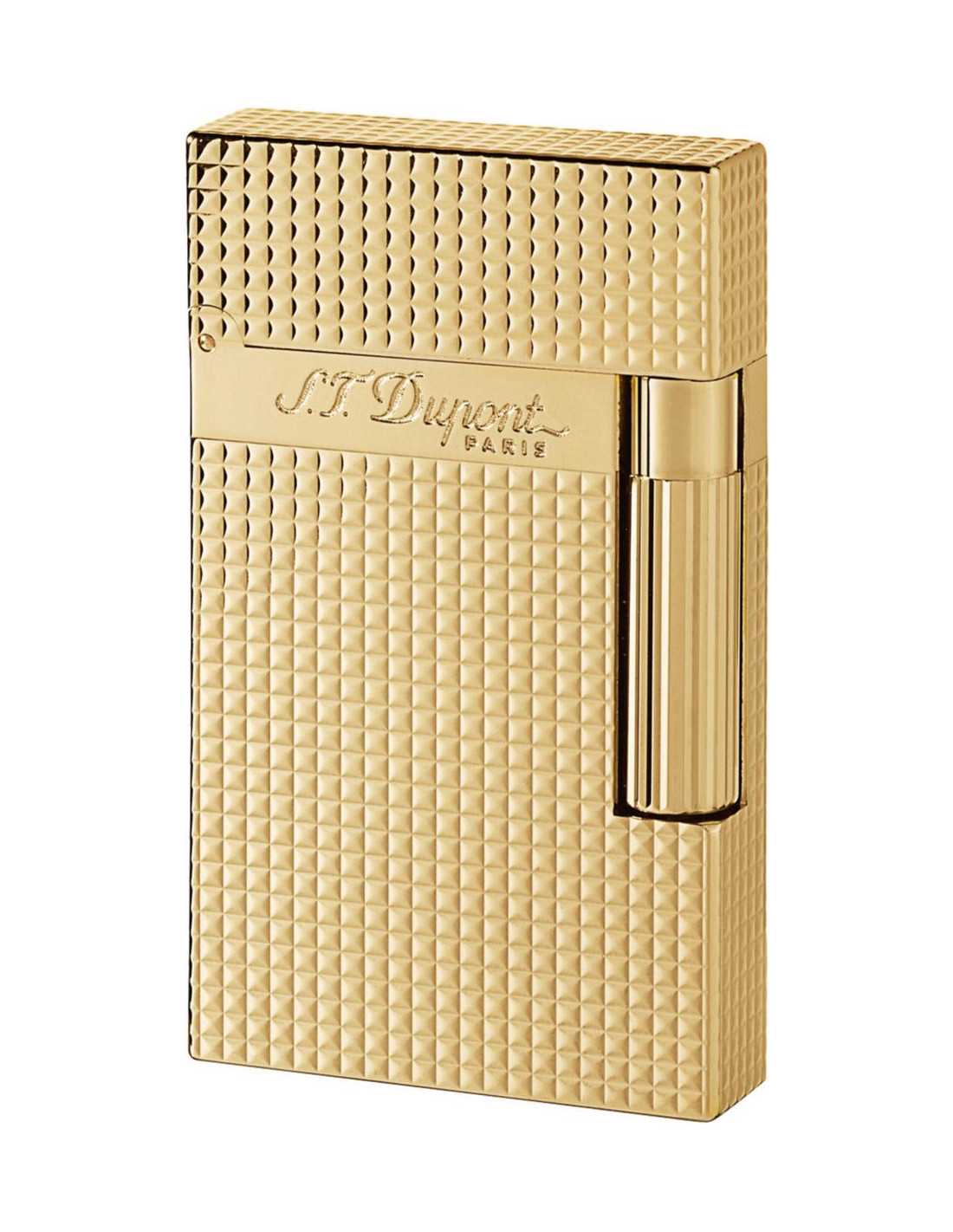 Dupont lighter Ligne 2 guldbelagt carrÃ¨ 16284 flint
