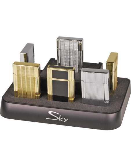Sky flint lighter kollektion med 6 kvalitets lightere, stander og gaveæsker