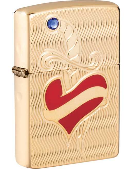 Billede af Zippo lighter "Heart/Sword" limited edition med Swarovski sten